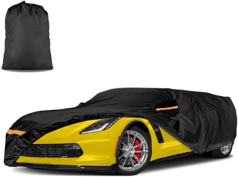 INSAUTO Car Cover for Chevy/Chevrolet Corvette C4 C5 C6 C7 1980-2019 | Heavy Duty Outdoor Full Exterior Cover | Sun, Rain, UV, Dust, and Snow Protection with Door Zipper (Black) - Image 1